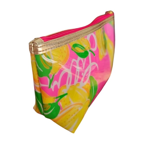 NEW Lilly Pulitzer x Estée Lauder Pink Lemon Print Cosmetic Makeup Bag - Picture 3 of 9